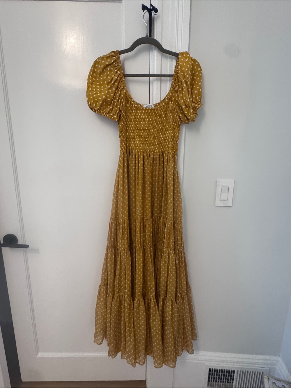 La Ligne Valentina Silk Polka Dot Midi Dress